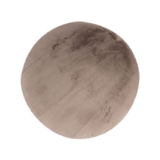 Rond taupekleurig vloerkleed Indy van LABEL51 in zacht polyester met een diameter van 200 cm.