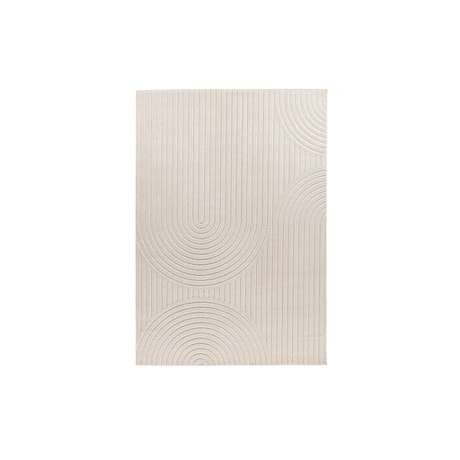 Rechthoekig ivoorkleurig LABEL51 Varo vloerkleed van 160x230 cm met een modern gestreept boogpatroon in polyester.