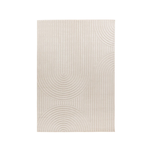 LABEL51 Varo vloerkleed in ivoor polyester met modern gestreept boogpatroon, afmeting 200x290 cm.