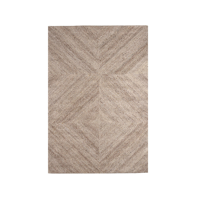 Rechthoekig LABEL51 Blendy vloerkleed in taupe wol met een subtiel geometrisch patroon, 160x230 cm.