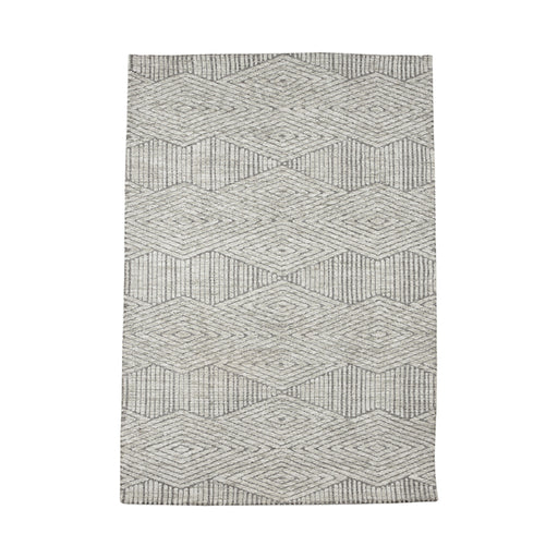 Rechthoekig grijs LABEL51 Cosy vloerkleed van polyester met een geometrisch ruitpatroon, 200x300 cm.