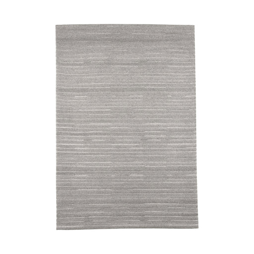 Grijs wollen LABEL51 Luxy vloerkleed met een subtiel gestreept reliëfpatroon, afmeting 200x300 cm.