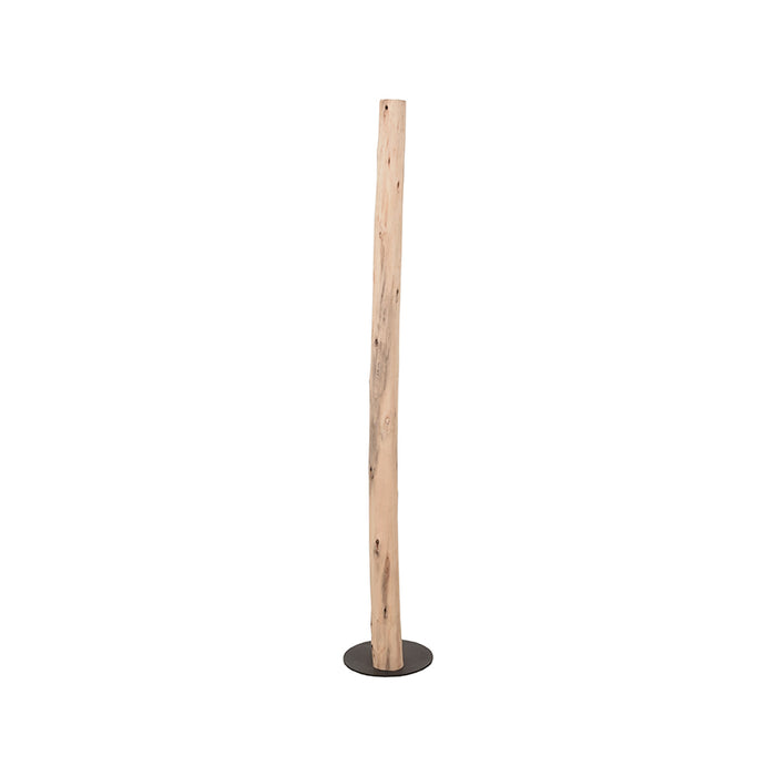 LABEL51 Woody vloerlamp van 150 cm met een naturel houten balk op een ronde zwarte metalen voet.