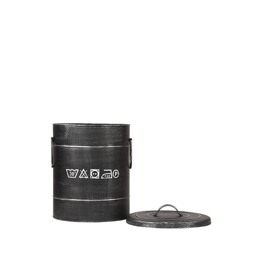 LABEL51 Wasmand Antiek Zwart Metaal S 26x26x33 cm-Opbergdozen en manden-LABEL51