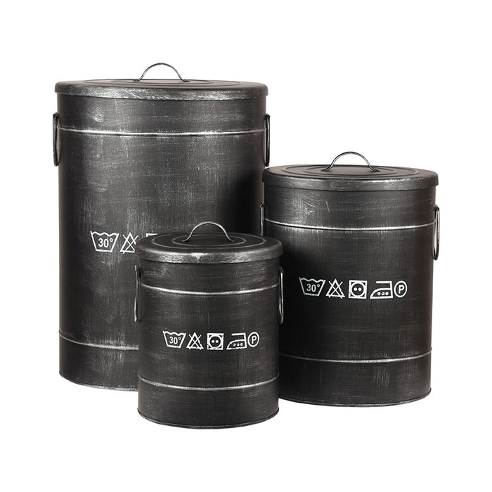 LABEL51 Wasmand Antiek Zwart Metaal S 26x26x33 cm-Opbergdozen en manden-LABEL51