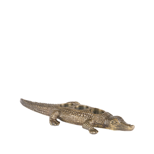 LABEL51 Waxinelichthouder Krokodil Antiek Goud 43x16x4 cm-Kaarsenhouders-LABEL51