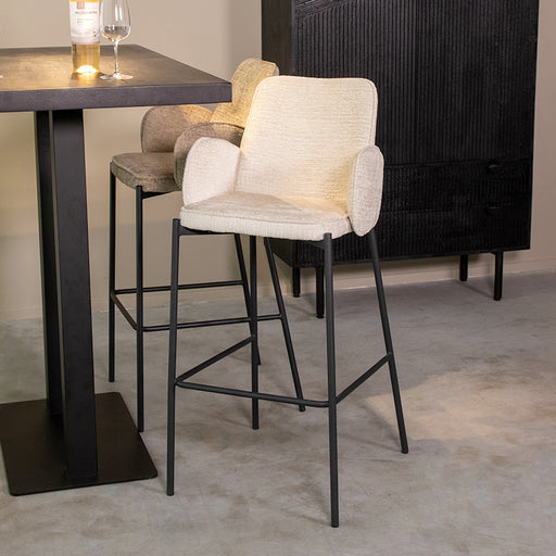 Label51 Barkruk Joni - Beige - Fluweel - Zithoogte 78 cm-Barkrukken-LABEL51