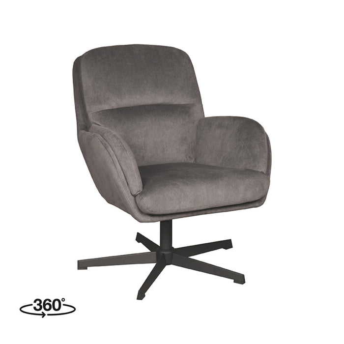 Label51 Draaifauteuil Moss 70x77x90 cm Cosmo Antraciet draaibaar-Fauteuils-LABEL51