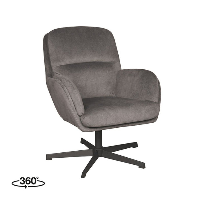 Label51 Draaifauteuil Moss 70x77x90 cm Cosmo Antraciet draaibaar-Fauteuils-LABEL51