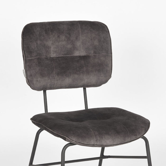 Label51 Eetkamerstoel Dez - Antraciet - Velours-Eetkamerstoelen-LABEL51