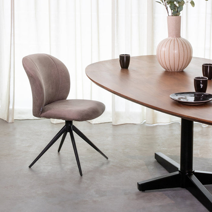 Label51 Eetkamerstoel Kimo| Natuel / Zwart | 360 ° | 50x54x87 cm | Zwarte poten-Eetkamerstoelen-LABEL51