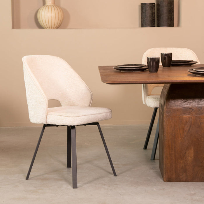 Label51 Eetkamerstoel Lewis - Beige - Fluweel-Eetkamerstoelen-LABEL51