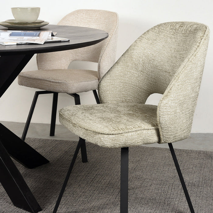 Label51 Eetkamerstoel Lewis - Beige - Fluweel-Eetkamerstoelen-LABEL51