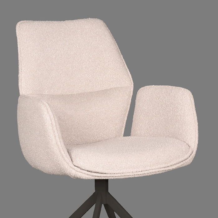 Label51 Eetkamerstoel Mellow - Naturel - Boucle - Zwarte poten-Eetkamerstoelen-LABEL51