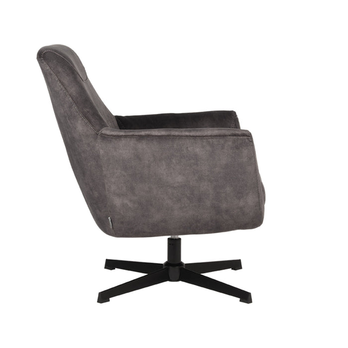 Label51 Fauteuil Toby - Antraciet - Velours - Draaibaar-Fauteuils-LABEL51