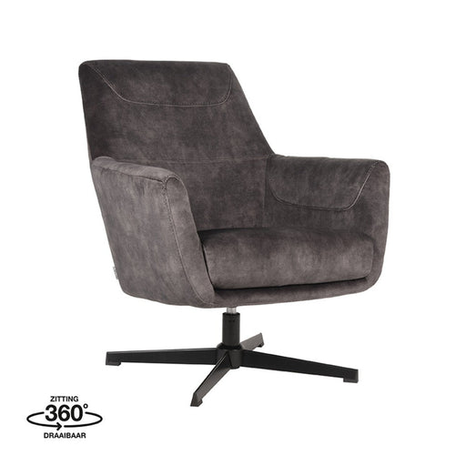 Label51 Fauteuil Toby - Antraciet - Velours - Draaibaar-Fauteuils-LABEL51