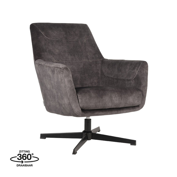 Label51 Fauteuil Toby - Antraciet - Velours - Draaibaar-Fauteuils-LABEL51
