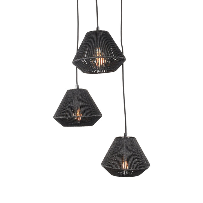 Label51 Hanglamp Ibiza - Zwart - Jute - 3-Lichts-Hanglampen-LABEL51