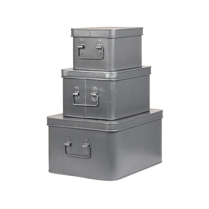 Label51 Media Opbergkist - Grijs - Metaal - XL-Opbergdozen en manden-LABEL51