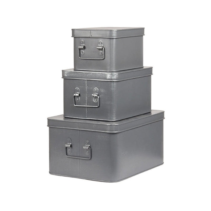 Label51 Media Opbergkist - Grijs - Metaal - XL-Opbergdozen en manden-LABEL51