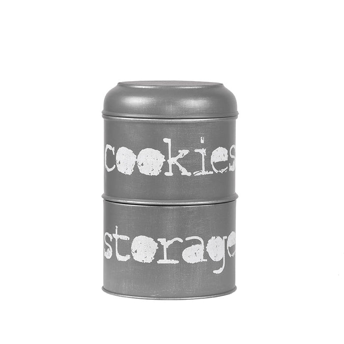 Label51 Opbergblik - Antiek grijs - Metaal - 17x17x27 cm-Opbergdozen en manden-LABEL51