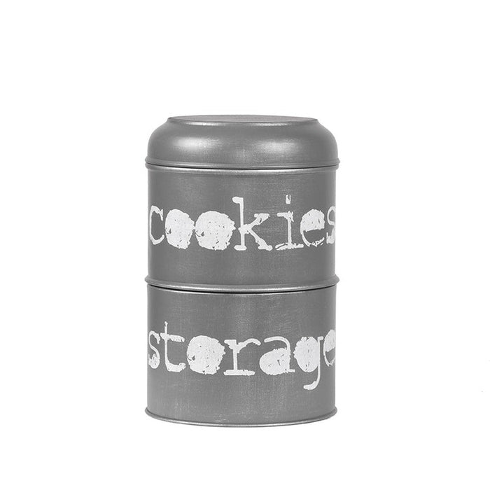 Label51 Opbergblik - Antiek grijs - Metaal - 17x17x27 cm-Opbergdozen en manden-LABEL51