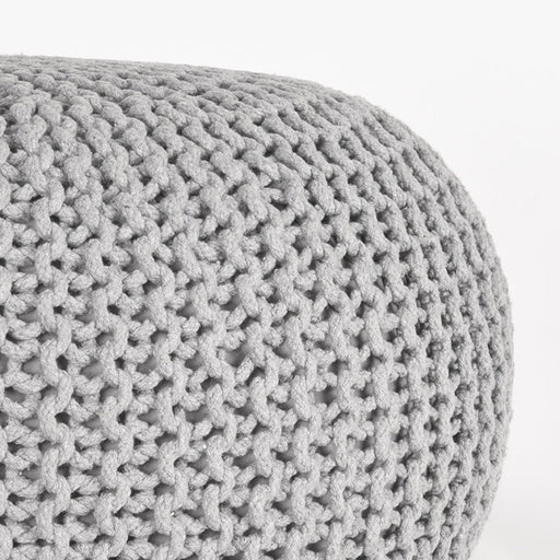 Label51 Poef Knitted - Lichtgrijs - Katoen - L-Poefs-LABEL51