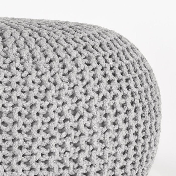 Label51 Poef Knitted - Lichtgrijs - Katoen - L-Poefs-LABEL51