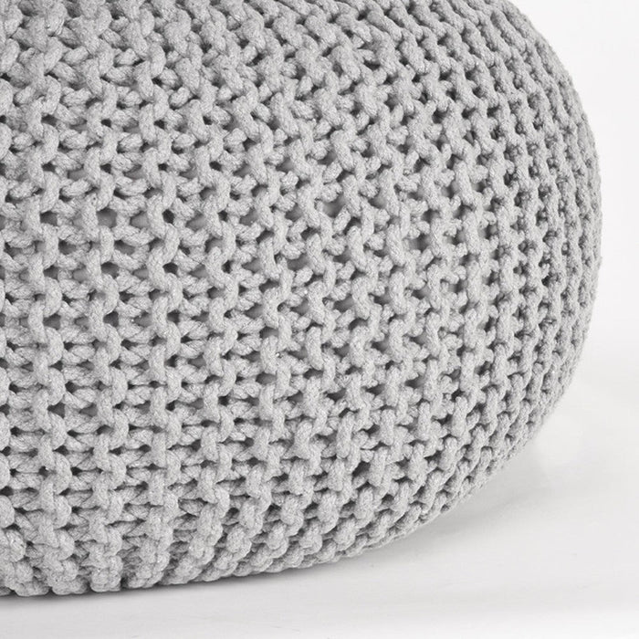 Label51 Poef Knitted - Lichtgrijs - Katoen - L-Poefs-LABEL51
