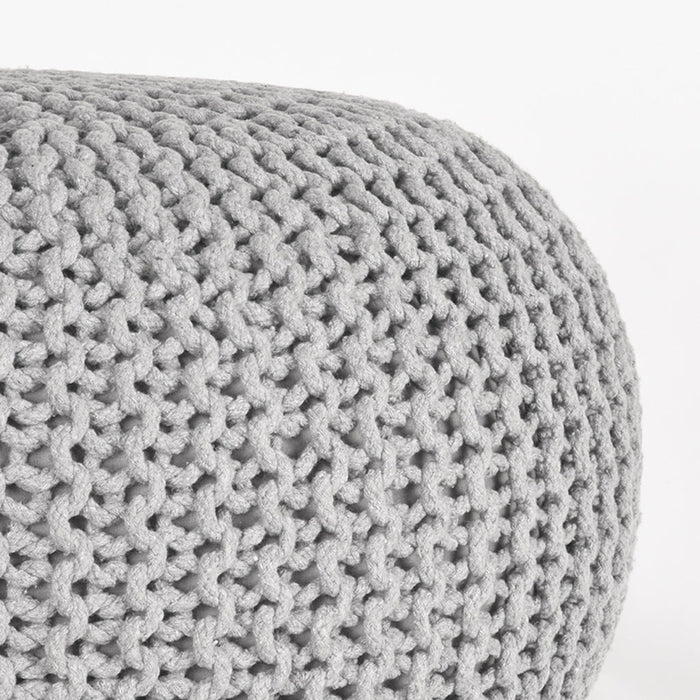 Label51 Poef Knitted - Lichtgrijs - Katoen - L-Poefs-LABEL51