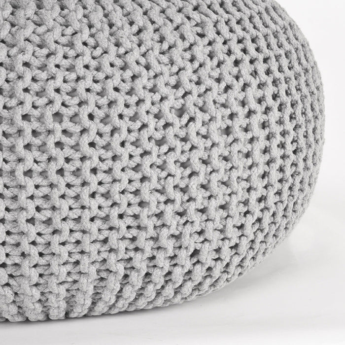 Label51 Poef Knitted - Lichtgrijs - Katoen - L-Poefs-LABEL51