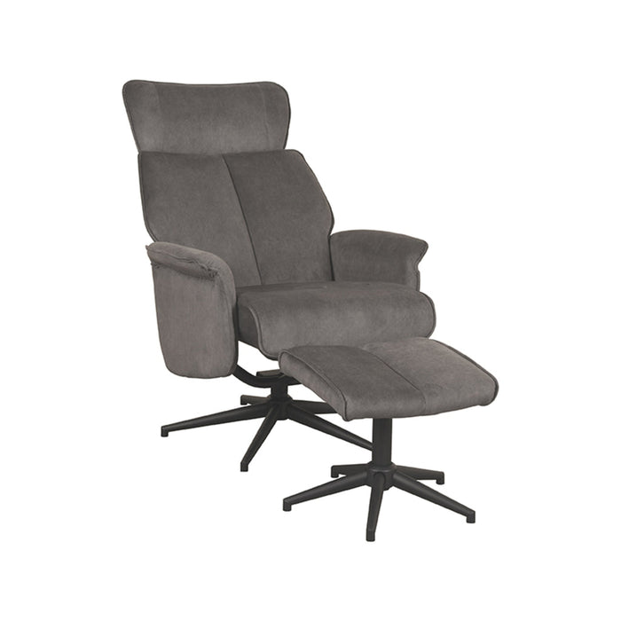 Label51 Relaxfauteuil Verdal + Ottomane 77x79x109 cm Cosmo Antraciet-Fauteuils-LABEL51