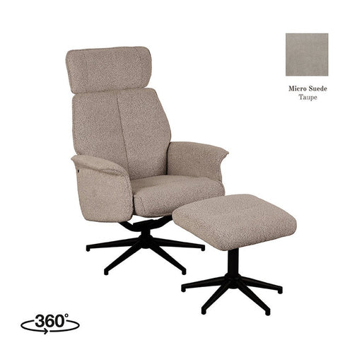 Label51 Relaxfauteuil Verdal + Ottomane 77x79x109 cm Suede Taupe-Fauteuils-LABEL51