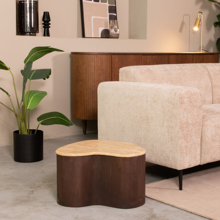 LABEL51 Salontafel Davi - Espresso - Travertin - 50 cm-Salontafels-LABEL51