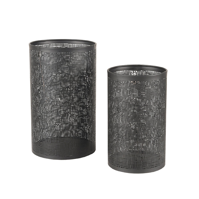 Label51 Set Kaarsenhouders L 18x18x30 cm - Zwart - Metaal-Woonkamerdecoratie-LABEL51