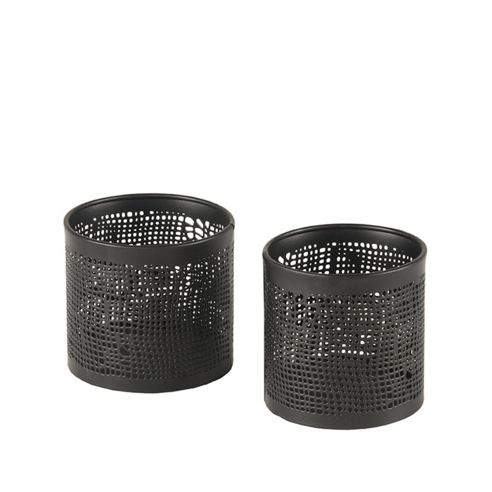 Label51 Set Kaarsenhouders M 9x9x8 Cm - Antiek goud - Metaal-Woonkamerdecoratie-LABEL51