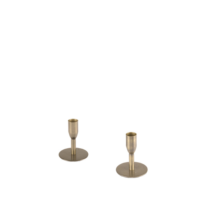 Label51 Set Kandelaars 8x8x13 cm - Antiek goud - Metaal-Woonkamerdecoratie-LABEL51