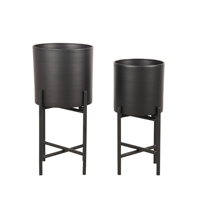 Label51 Set Plantenstandaards 23x23x50 cm - Zwart - Metaal-Plantenstandaards-LABEL51