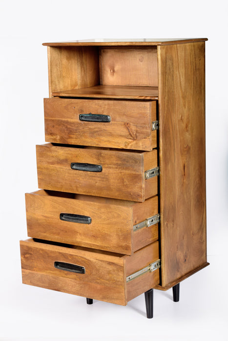 Ladenkast Ayleen Mangohout Naturel hout 60x45x120 cm-Ladenkasten-Livingfurn