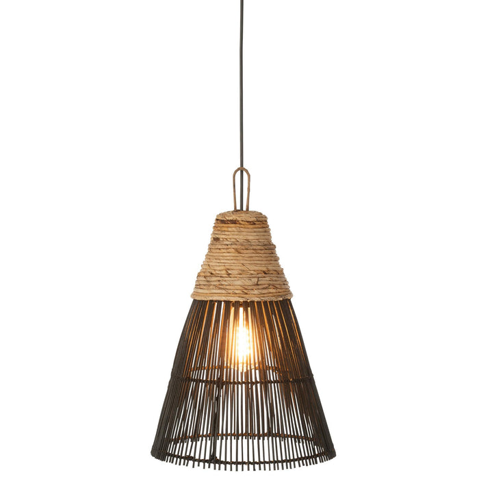 Lampenkap Zwart Rotan 32 cm-Hanglampen-J-Line
