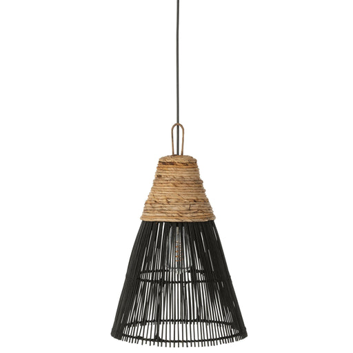 Lampenkap Zwart Rotan 32 cm-Hanglampen-J-Line