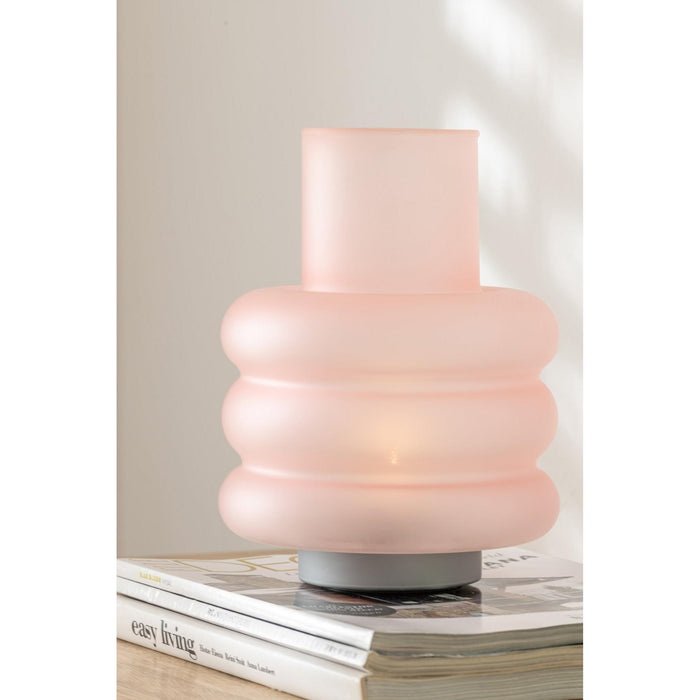 Ledlamp Rings Glas Roze 17 cm-Tafellampen-J-Line