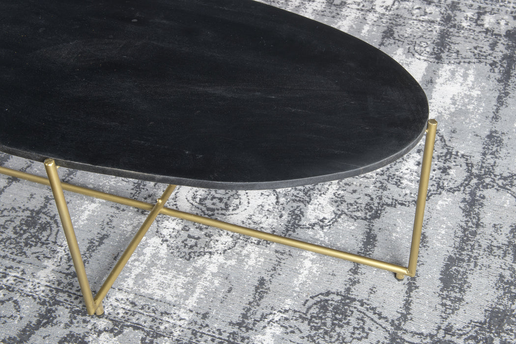 Livingfurn Anthony black/brass - Zwart, Goud - Metaal-Eettafels-Livingfurn