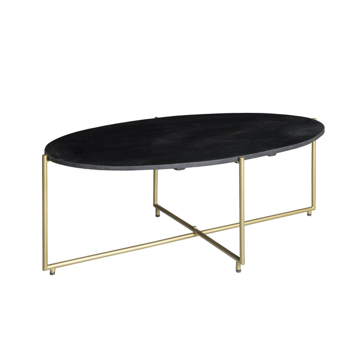 Livingfurn Anthony black/brass - Zwart, Goud - Metaal-Eettafels-Livingfurn