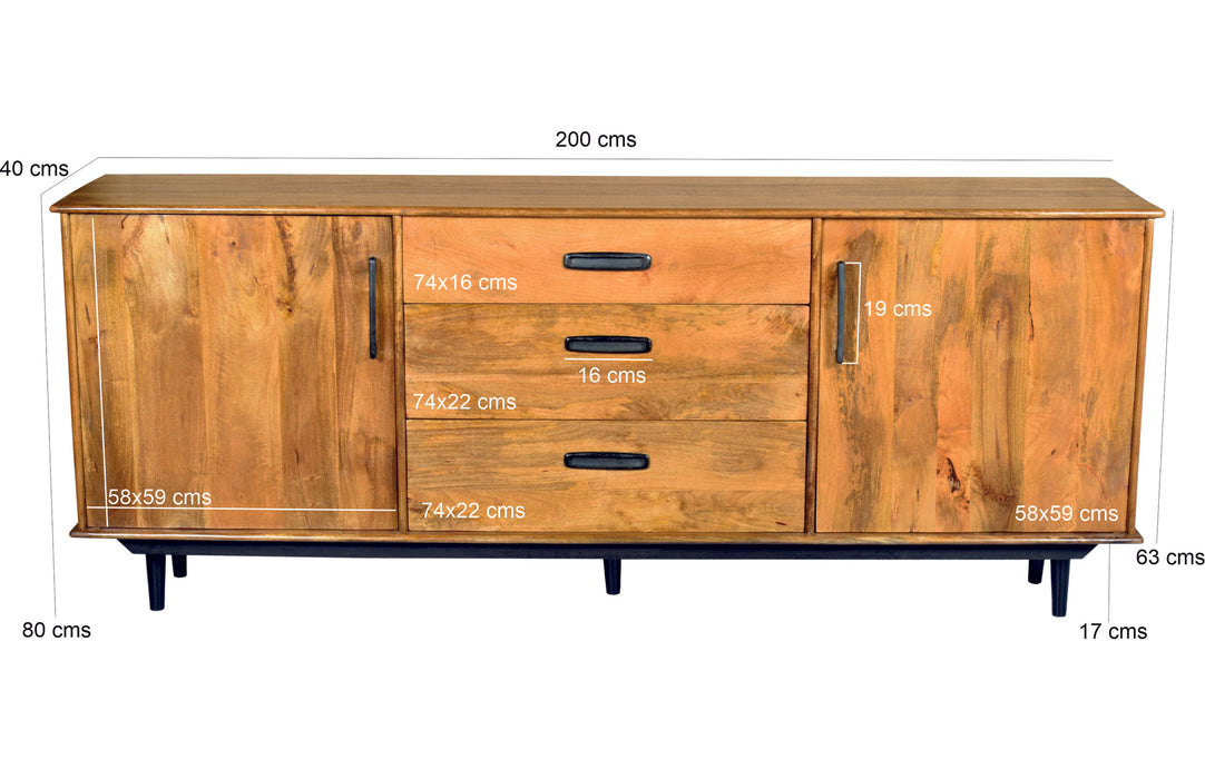 Livingfurn Ayleen 200cm - Naturel - Mangohout-Dressoirs-Livingfurn