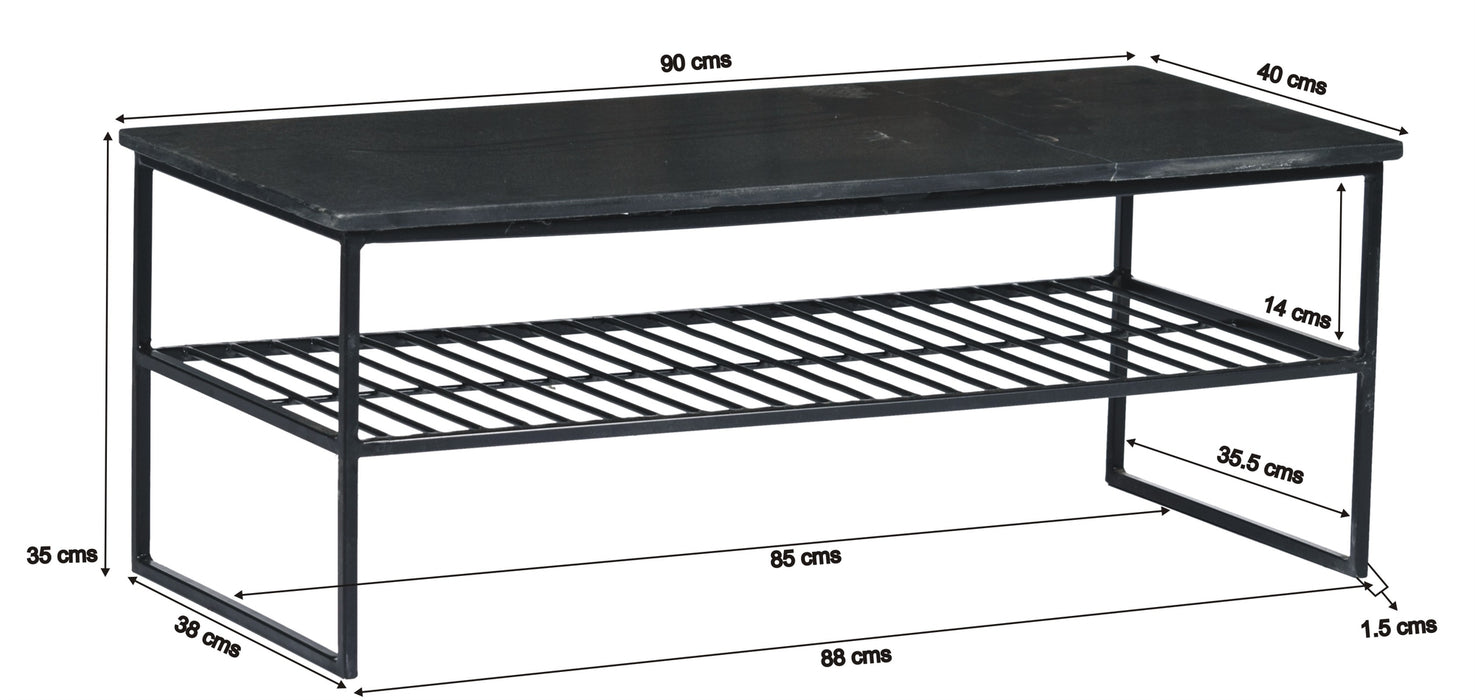 Livingfurn Dian Marble Black Black 90cm - Zwart - Metaal-Eettafels-Livingfurn