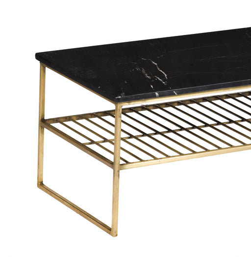 Livingfurn Dian Marble Black Gold 90cm - Zwart, Goud - Metaal-Eettafels-Livingfurn