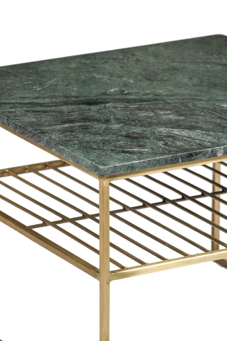 Livingfurn Dian Marble Green Gold 55cm - Groen, Goud - Metaal-Eettafels-Livingfurn