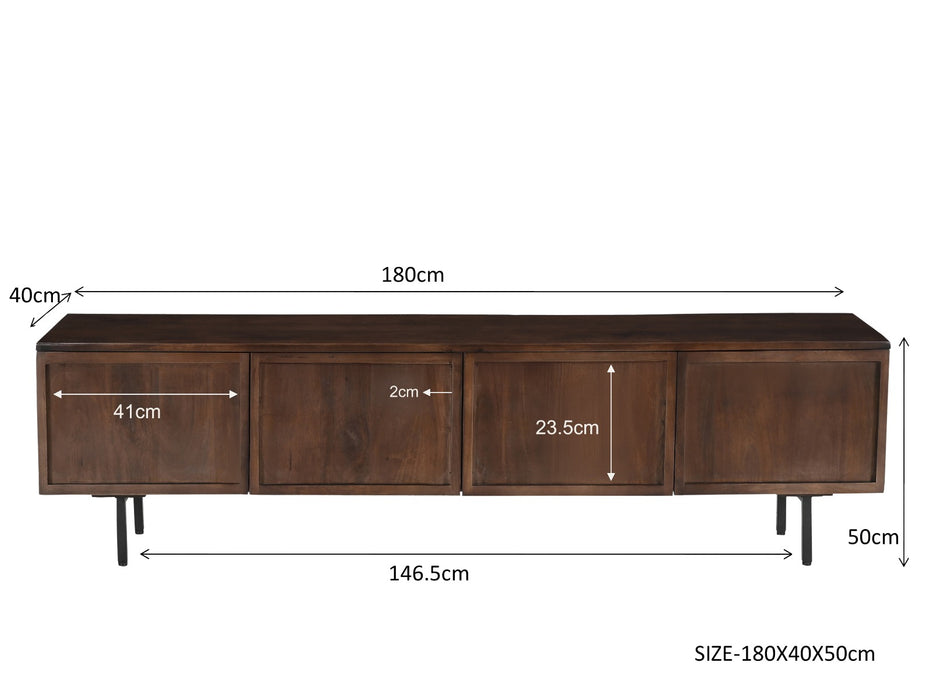 Livingfurn Elan Brown 180cm - Bruin - Metaal-Dressoirs-Livingfurn