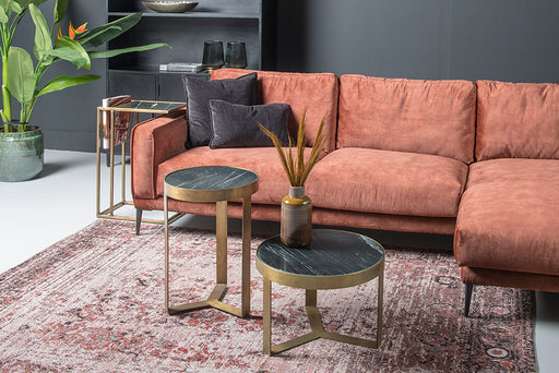 Livingfurn Glennis Marble Black Gold 40 cm - Zwart, Goud - Metaal-Eettafels-Livingfurn